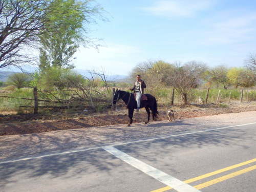 A vaquero looks us over; we waved.